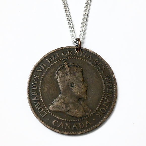 1906 Canadian Coin Necklace — 18” chain (stamped “925”) — 1906 Large Cent - Picture 2 of 5